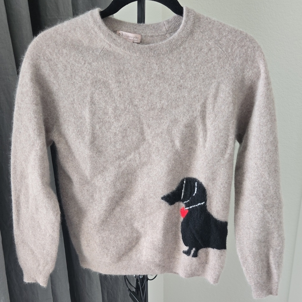 Philosophy Cream and Black Crew Neck Sweaters